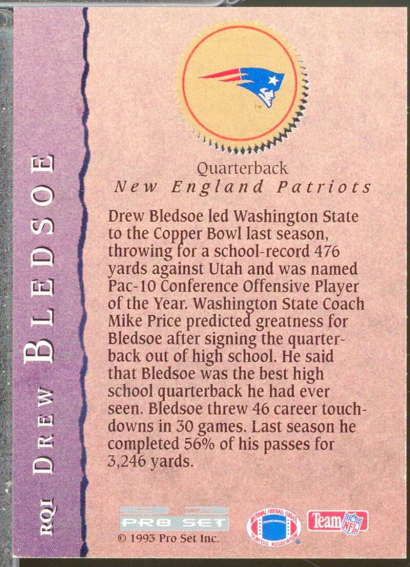 Drew Bledsoe Rookie Card 1993 Pro Set Rookie Quarterbacks #RQ1  Image 2