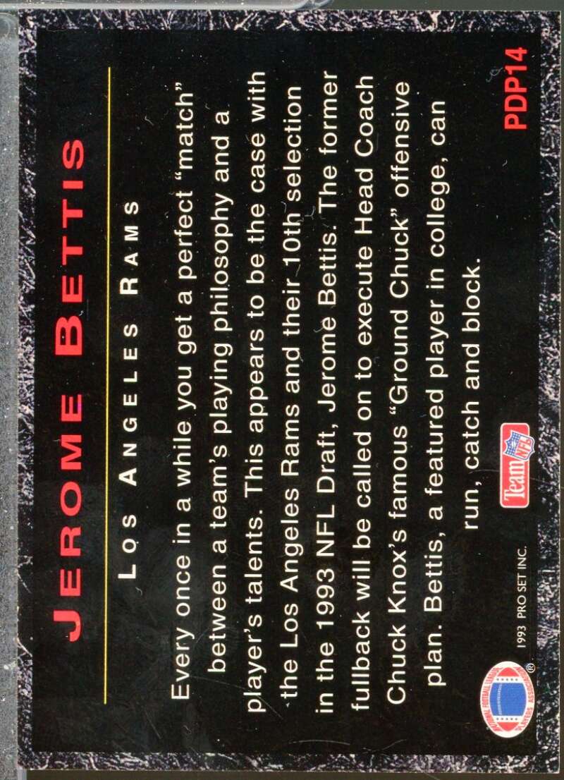 Jerome Bettis Rookie Card 1993 Power Draft Picks #PDP14  Image 2