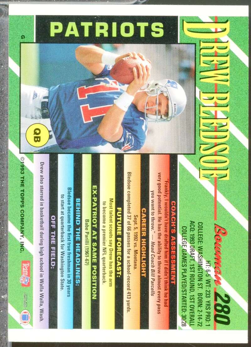 Drew Bledsoe Rookie Card 1993 Bowman #280  Image 2