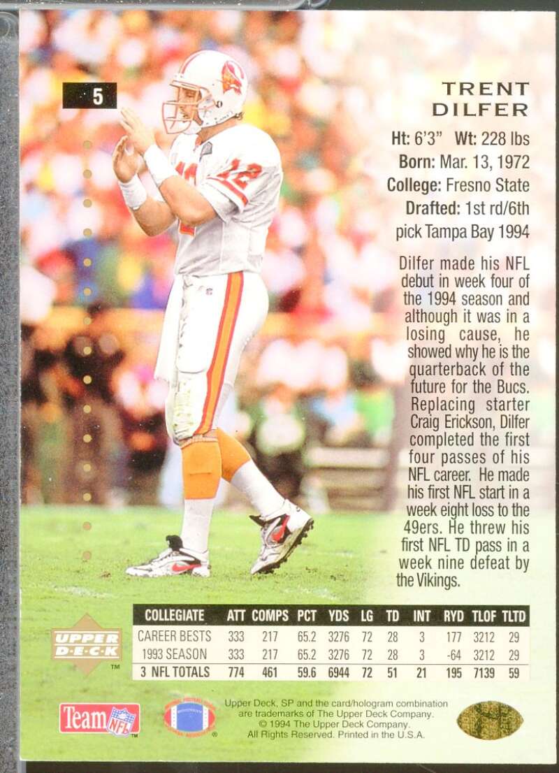 Trent Dilfer Rookie Card 1994 SP #5  Image 2
