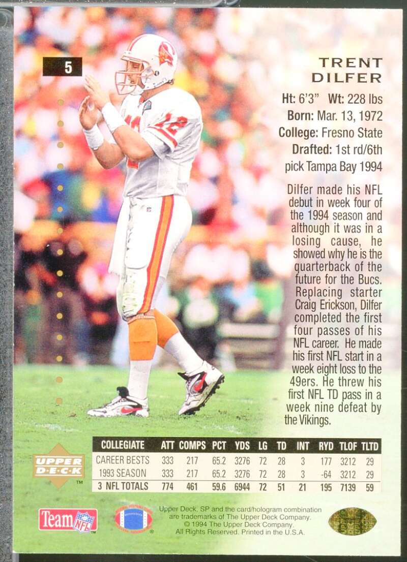 Trent Dilfer Rookie Card 1994 SP #5  Image 2