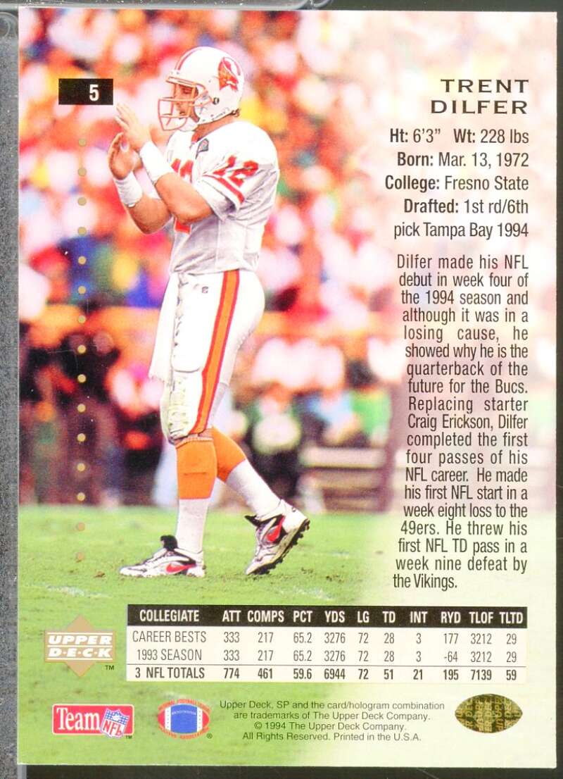 Trent Dilfer Rookie Card 1994 SP #5  Image 2