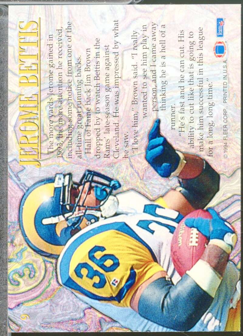 Jerome Bettis Card 1994 Fleer  #9  Image 2