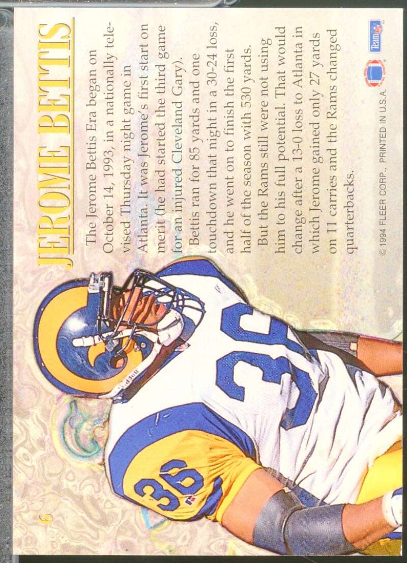 Jerome Bettis Card 1994 Fleer  #6  Image 2