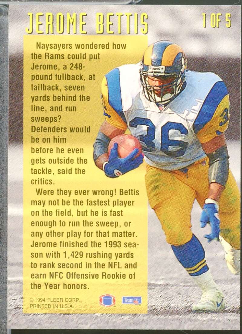 Jerome Bettis Card 1994 Fleer Award Winners #1  Image 2