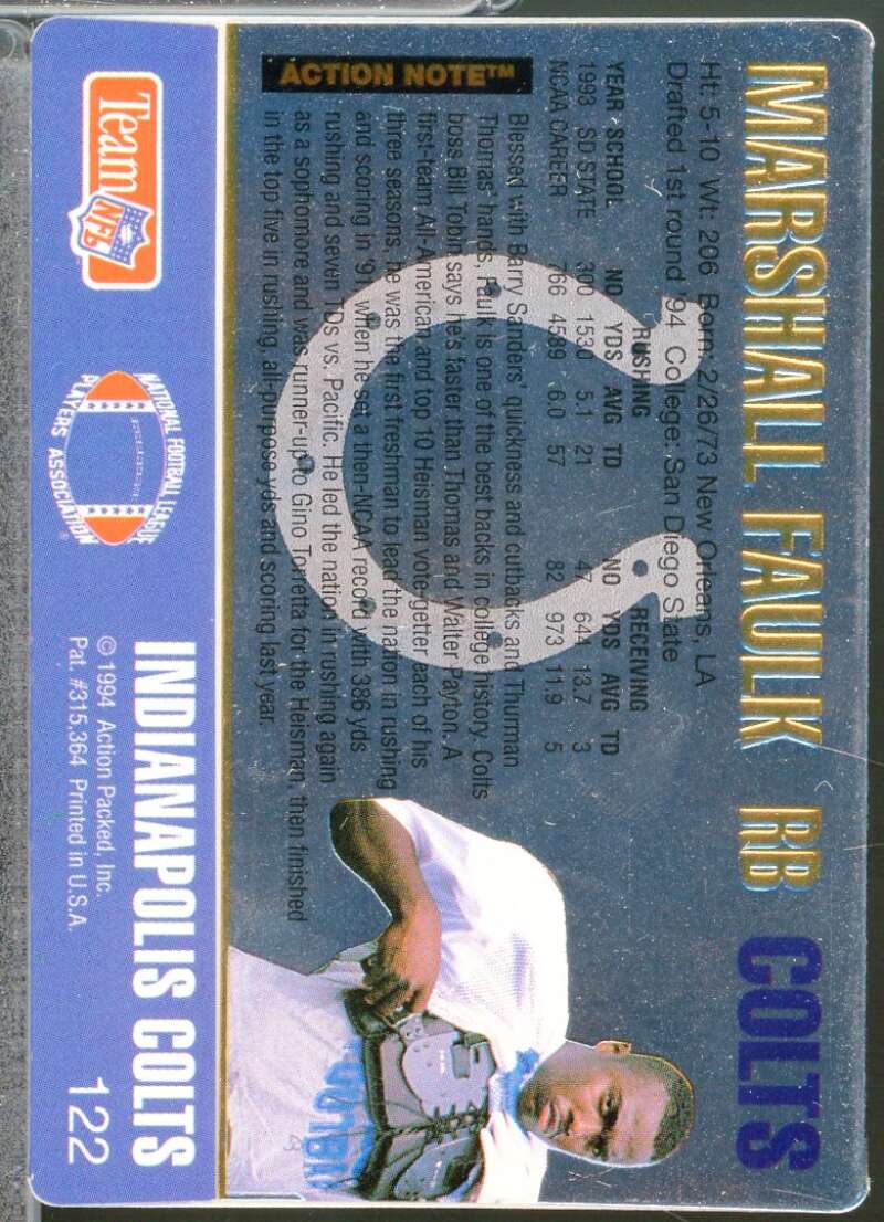 Marshall Faulk Rookie Card 1994 Action Packed #122  Image 2