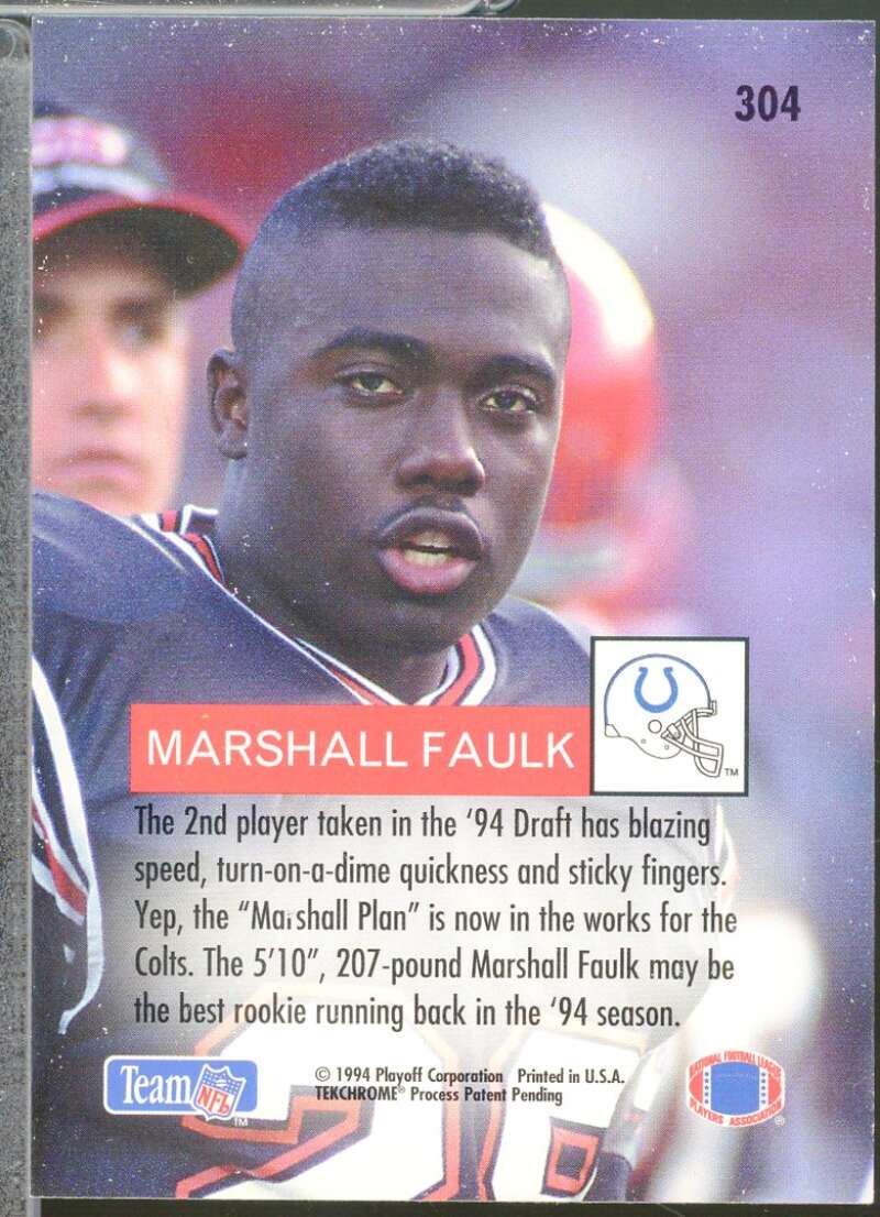 Marshall Faulk Rookie Card 1994 Playoff #304  Image 2