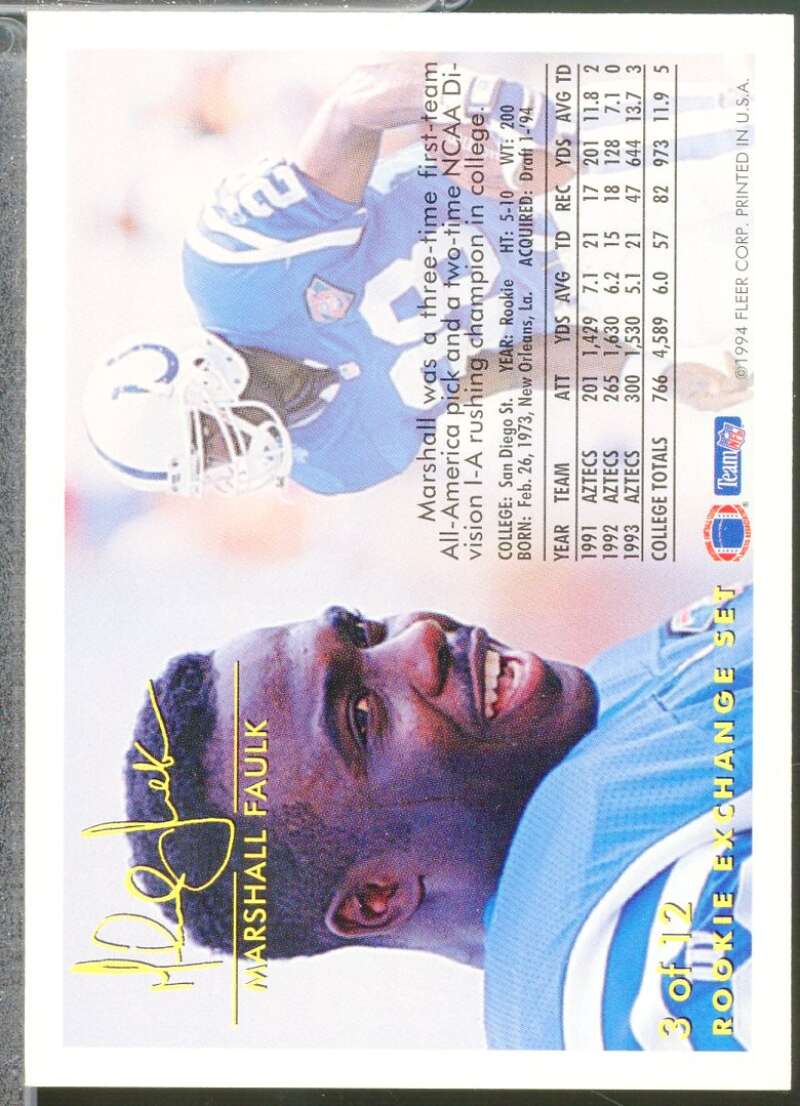 Marshall Faulk Card 1994 Fleer Rookie Exchange #3  Image 2
