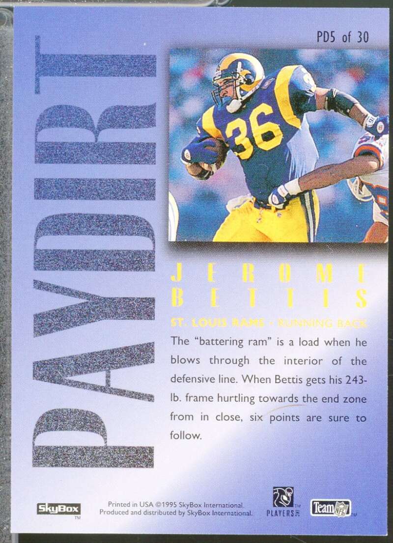 Jerome Bettis Card 1995 SkyBox Premium Paydirt Blue #PD5  Image 2