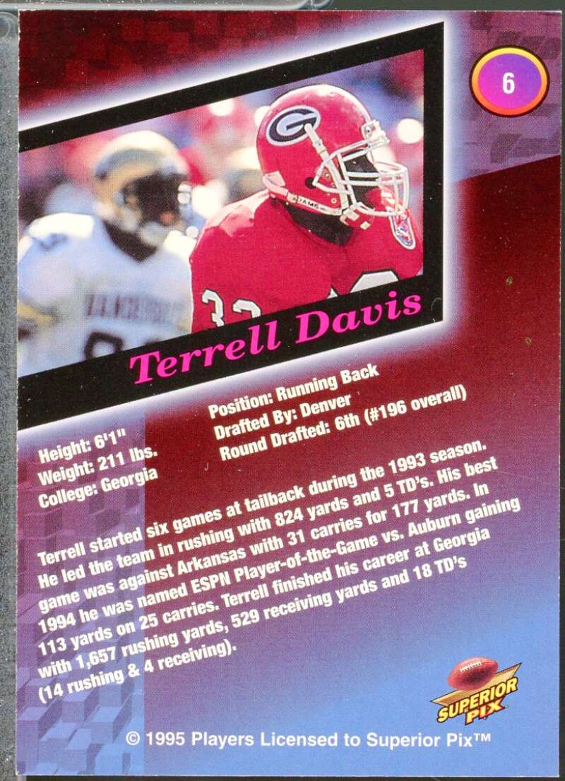 Terrell Davis Rookie Card 1995 Superior Pix #6  Image 2