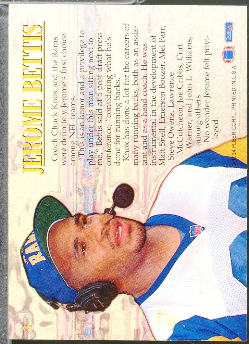 Jerome Bettis Card 1994 Fleer  #3  Image 2