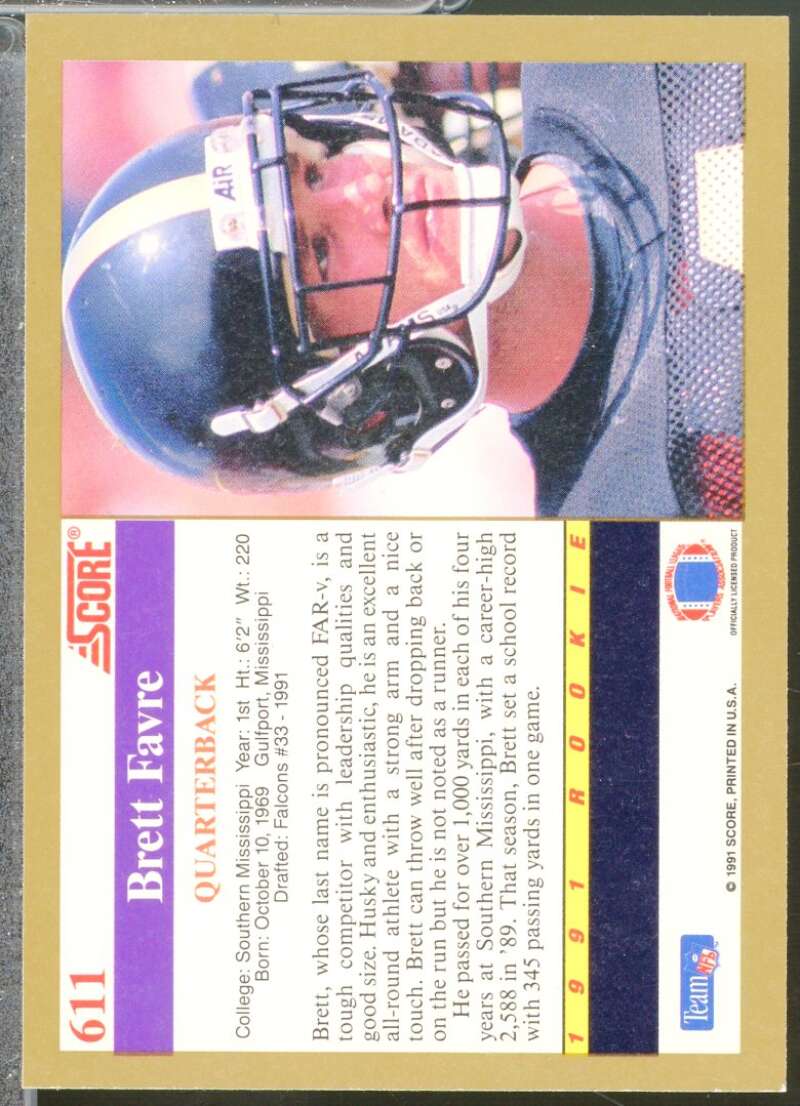 Brett Favre Rookie Card 1991 Score #611  Image 2
