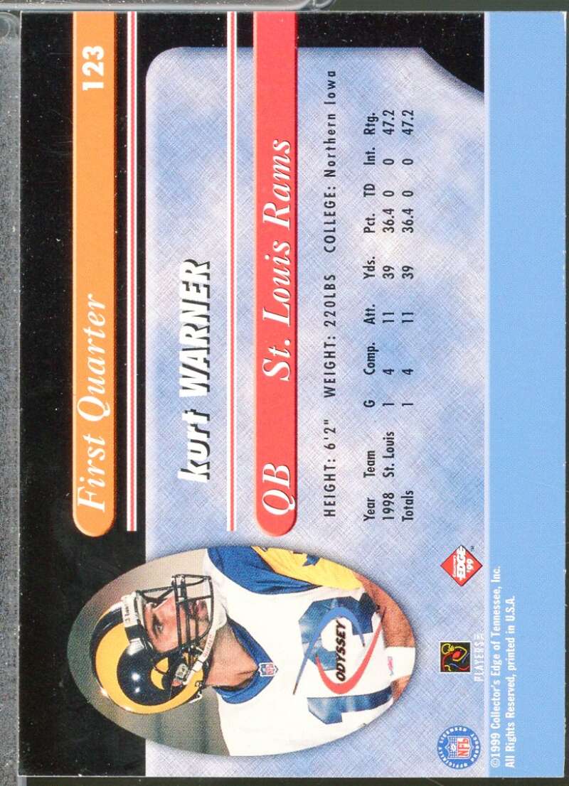 Kurt Warner Rookie Card 1999 Collector's Edge Odyssey #123  Image 2