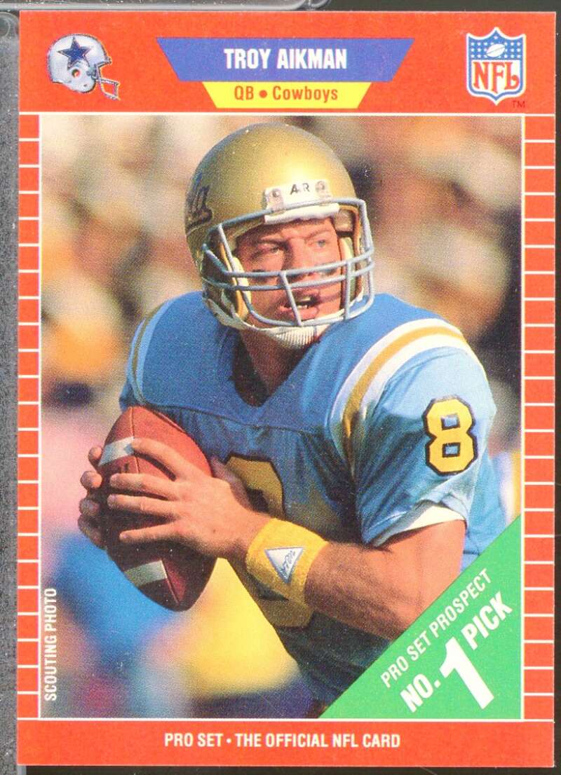 Troy Aikman Rookie Card 1989 Pro Set #490  Image 1