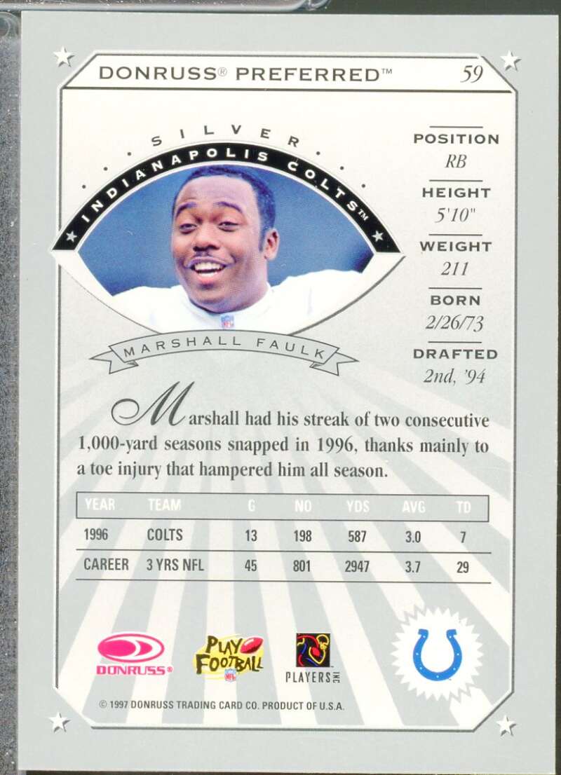 Marshall Faulk S Card 1997 Donruss Preferred #59  Image 2