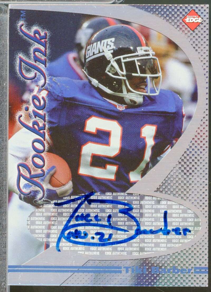 Tiki Barber Rookie Card 1998 Collector's Edge First Place Rookie Ink #6  Image 1