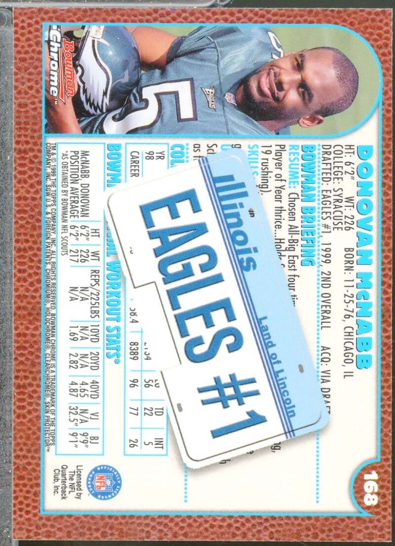 Donovan McNabb Rookie Card 1999 Bowman Chrome #168  Image 2