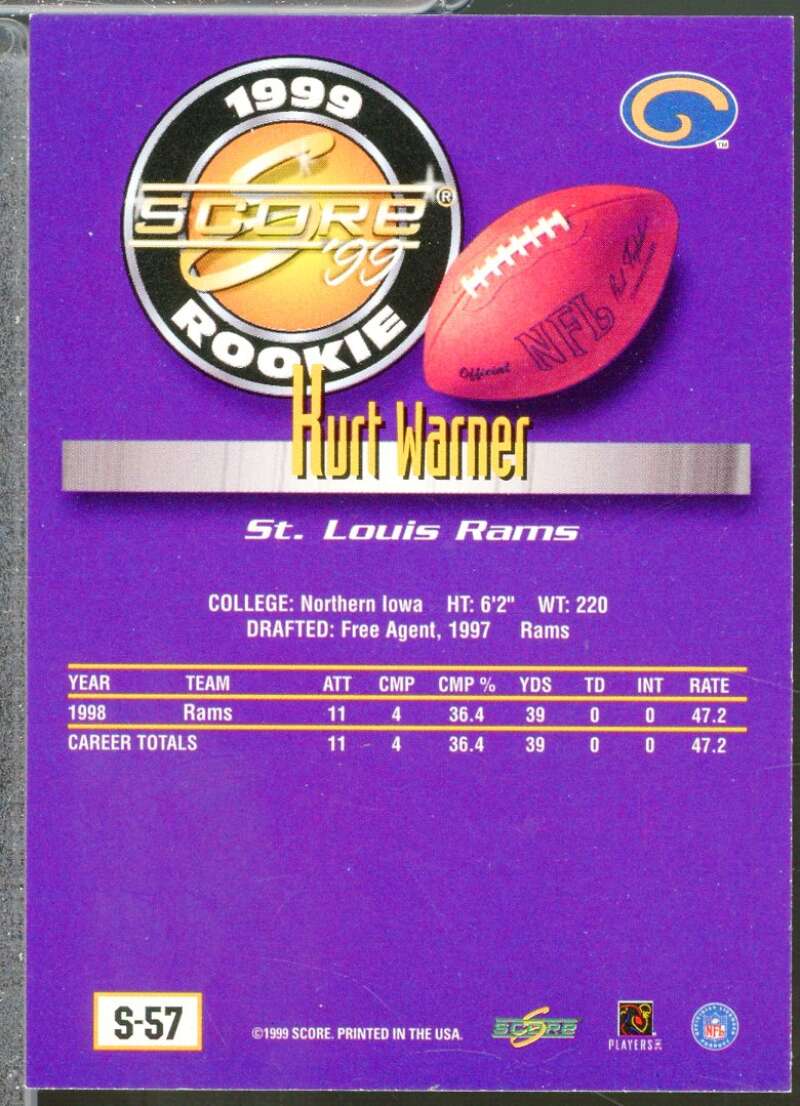 Kurt Warner Rookie Card 1999 Score Supplemental #S57  Image 2