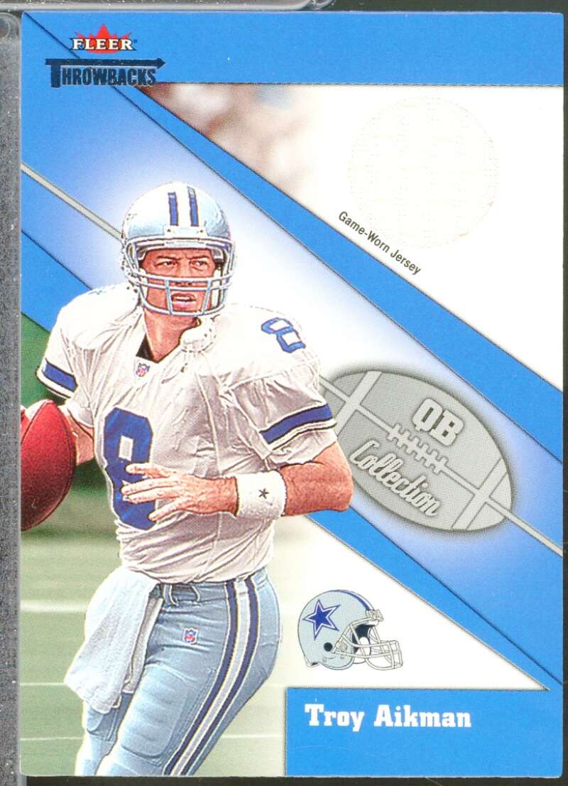 Troy Aikman Card 2002 Fleer Throwbacks QB Collection Memorabilia #1  Image 1