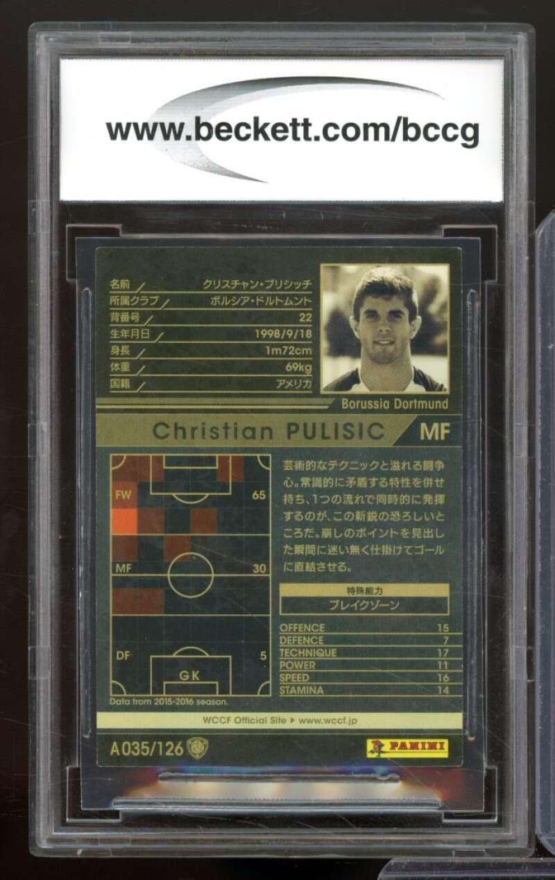 2016-17 Panini WCCF 2.0 #a035 Christian Pulisic Rookie Card BGS BCCG 10 Mint+ Image 2