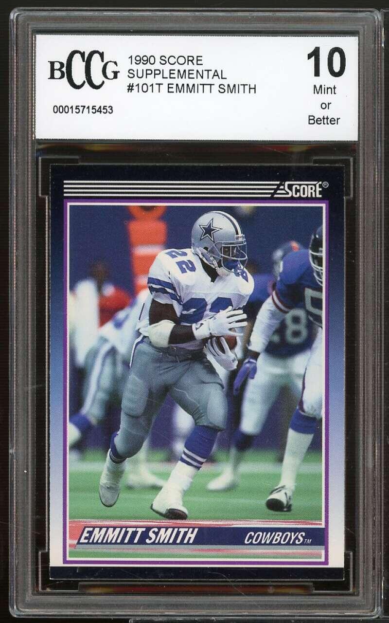 1990 Score Supplemental #101T Emmitt Smith Rookie Card BGS BCCG 10 Mint+ Image 1