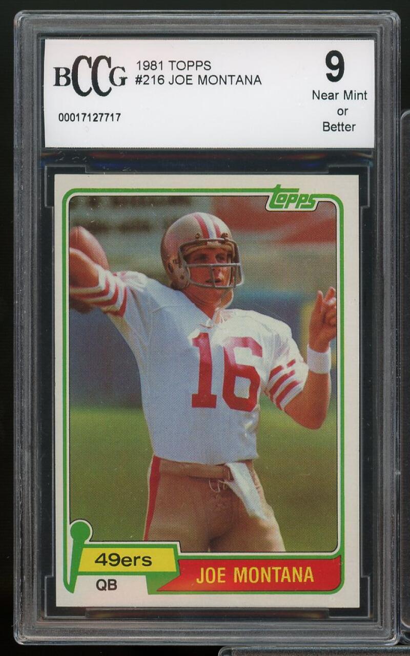 1981 Topps #216 Joe Montana Rookie Card BGS BCCG 9 Near Mint+ Image 1