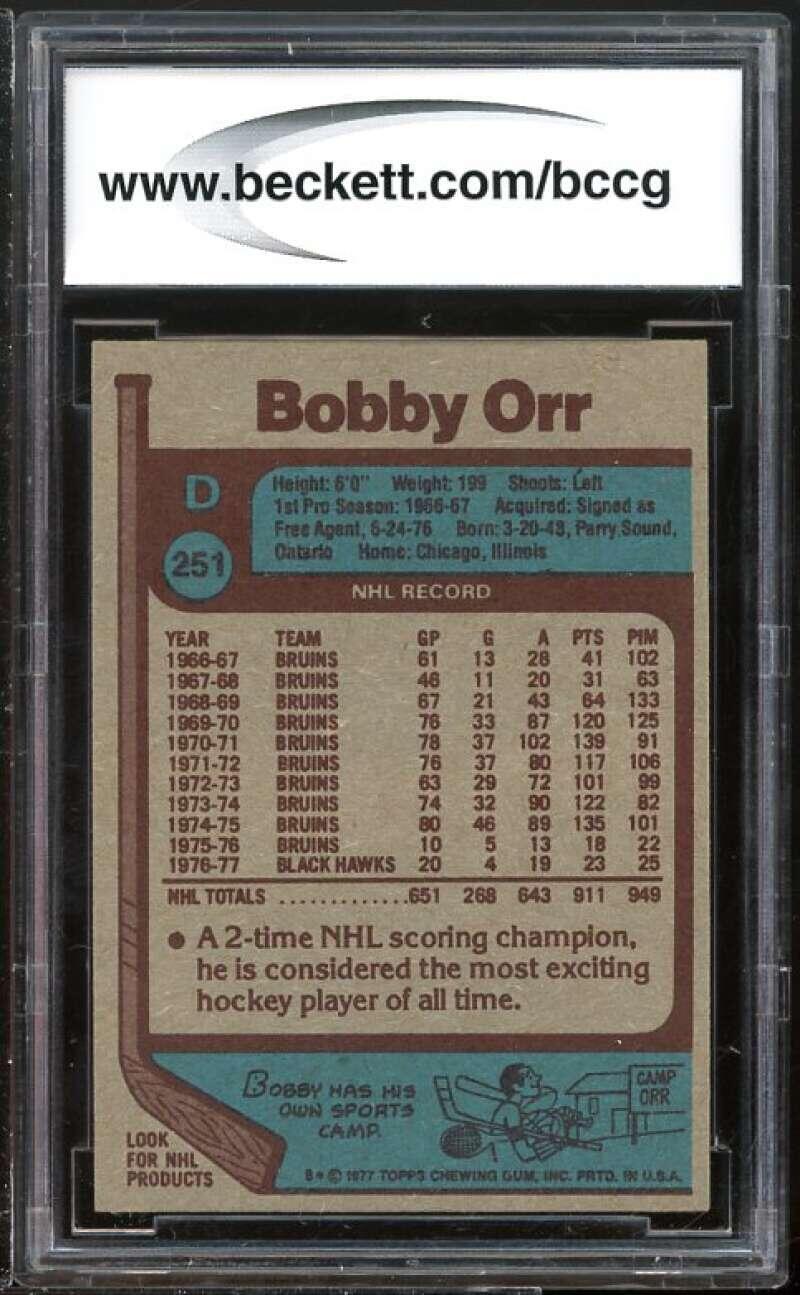 1977-78 Topps #251 Bobby Orr Card BGS BCCG 9 Near Mint+ Image 2
