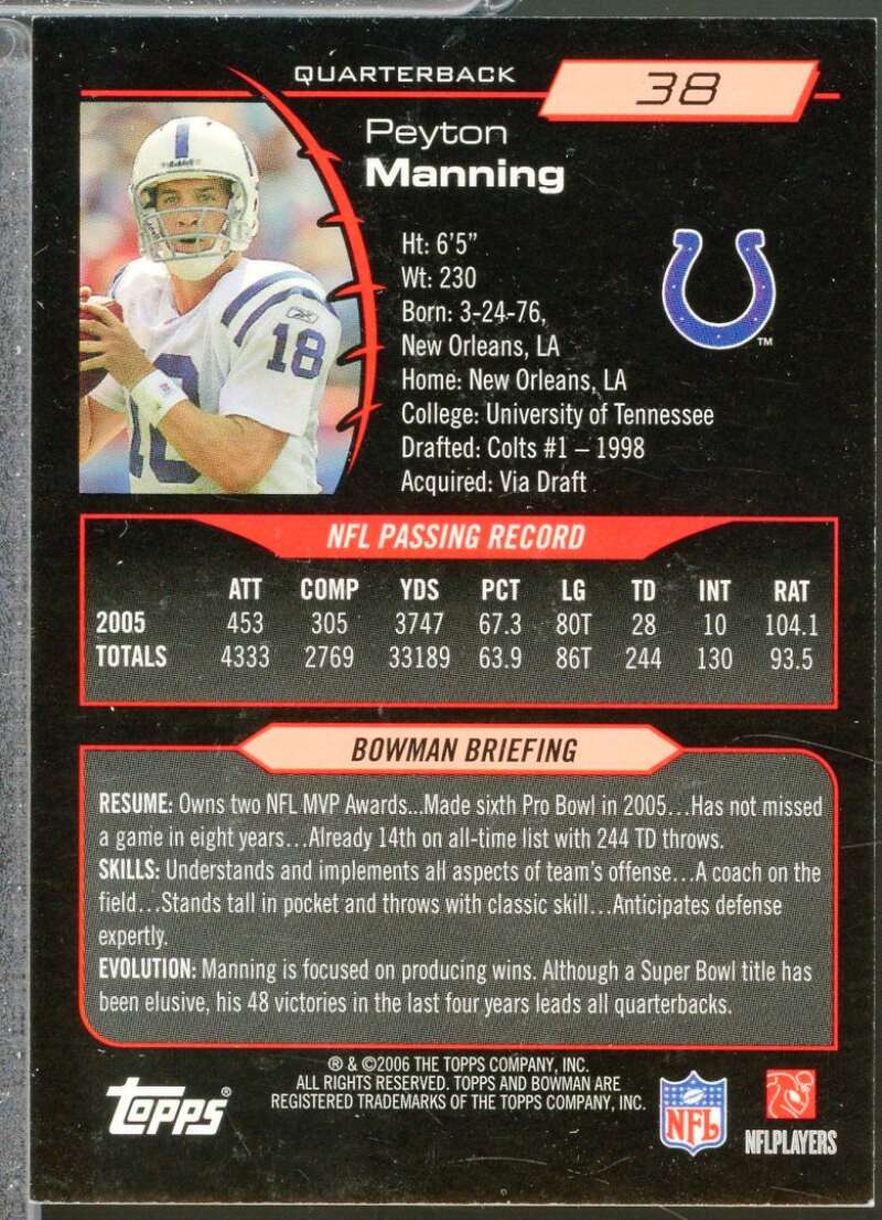 Peyton Manning Card 2006 Bowman Gold #38  Image 2