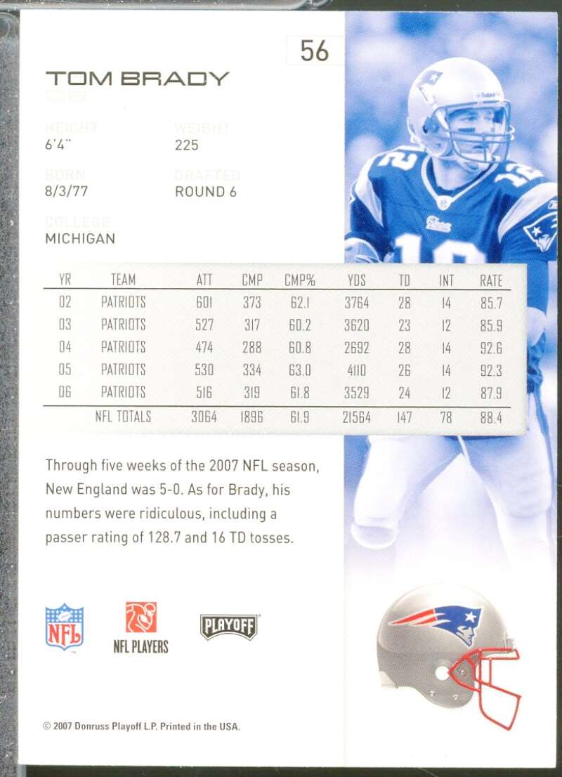 Tom Brady Card 2007 Playoff NFL Playoffs #56  Image 2