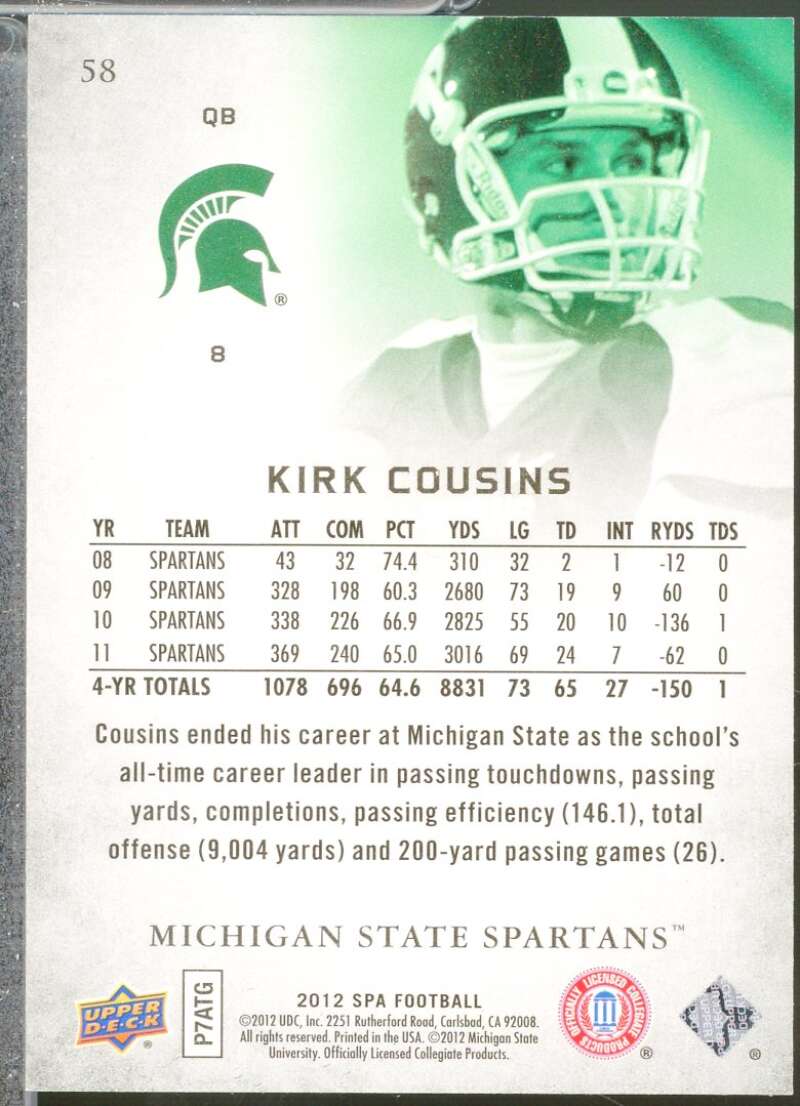 Kirk Cousins Rookie Card 2012 SP Authentic #58  Image 2