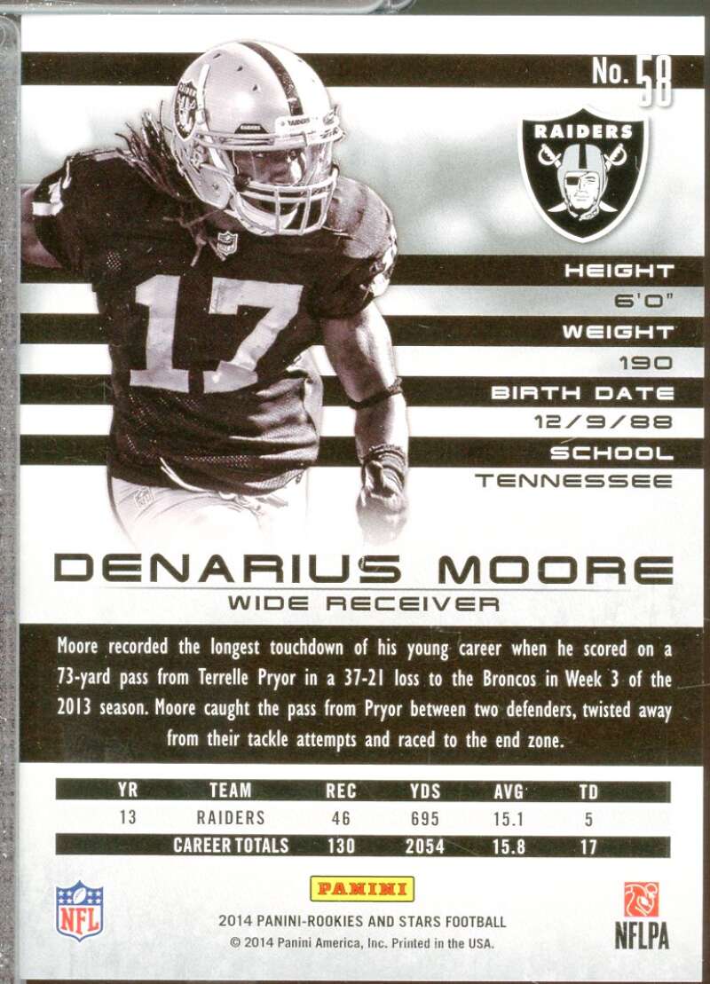 Denarius Moore Card 2014 Rookies Stars Longevity Sapphire #58  Image 2