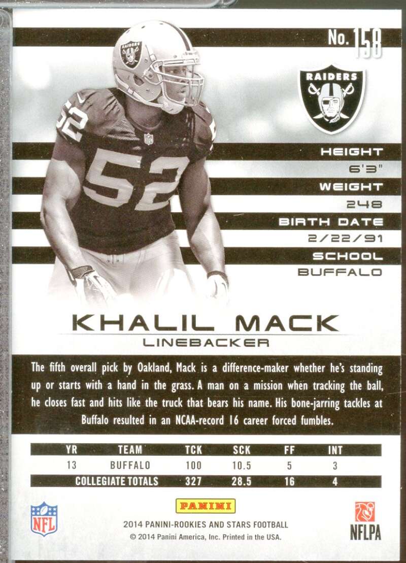 Khalil Mack RC Card 2014 Rookies Stars #158A  Image 2