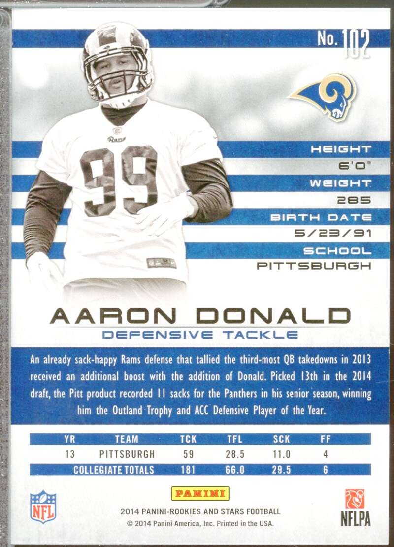 Aaron Donald RC Card 2014 Rookies Stars #102  Image 2