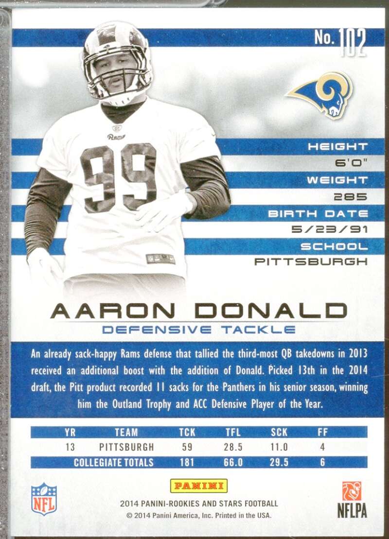 Aaron Donald RC Card 2014 Rookies Stars #102  Image 2
