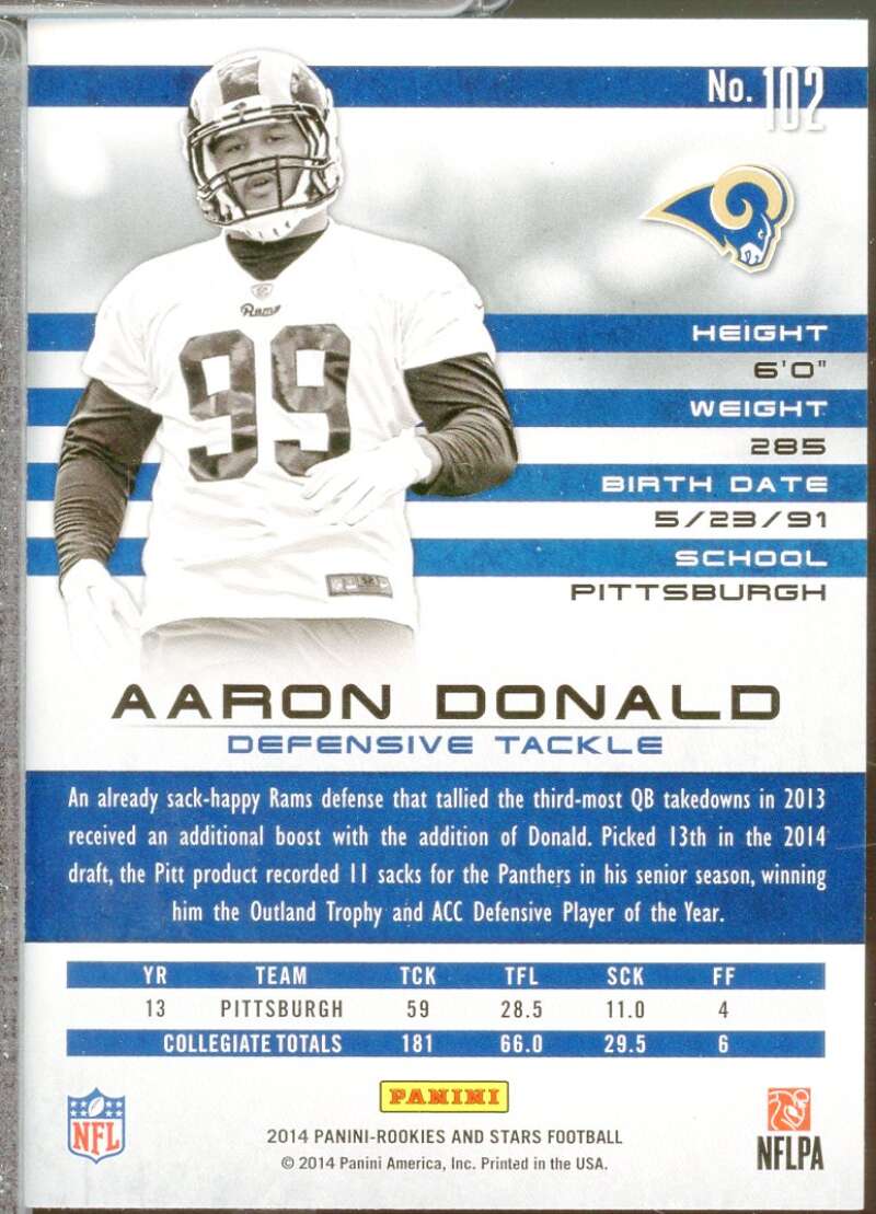 Aaron Donald RC Card 2014 Rookies Stars #102  Image 2