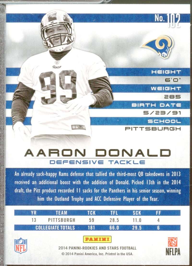 Aaron Donald RC Card 2014 Rookies Stars #102  Image 2