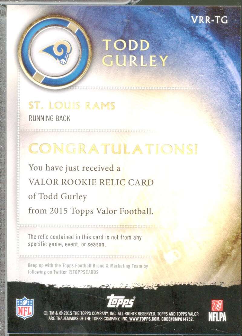Todd Gurley Card 2015 Topps Valor Rookie Relics #VRRTG  Image 2