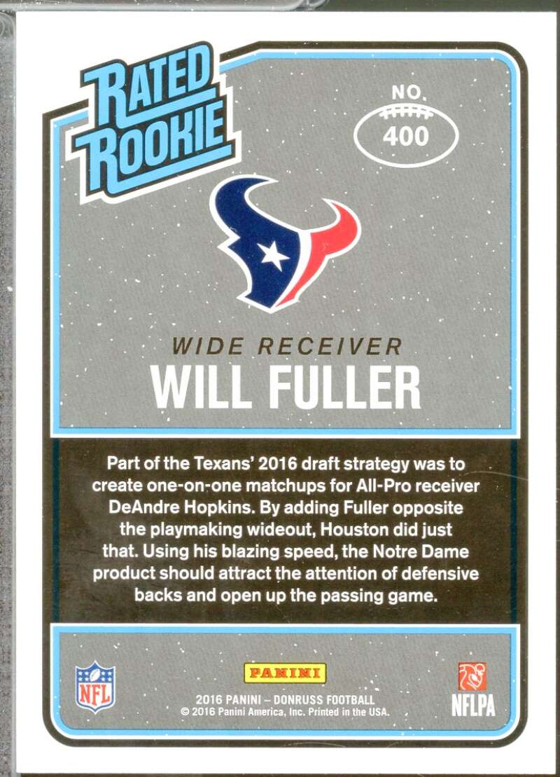 Will Fuller Rookie Card 2016 Donruss Press Proofs Blue #400  Image 2