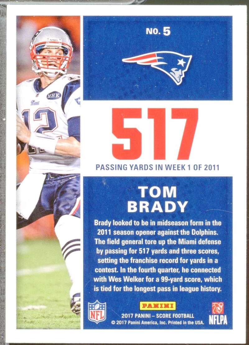 Tom Brady Card 2017 Score Standout Numbers #5  Image 2