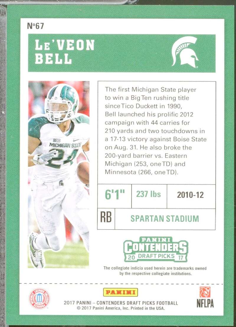 Le'Veon Bell Card 2017 Panini Contenders Draft Picks Cracked Ice (11/23) #67  Image 2