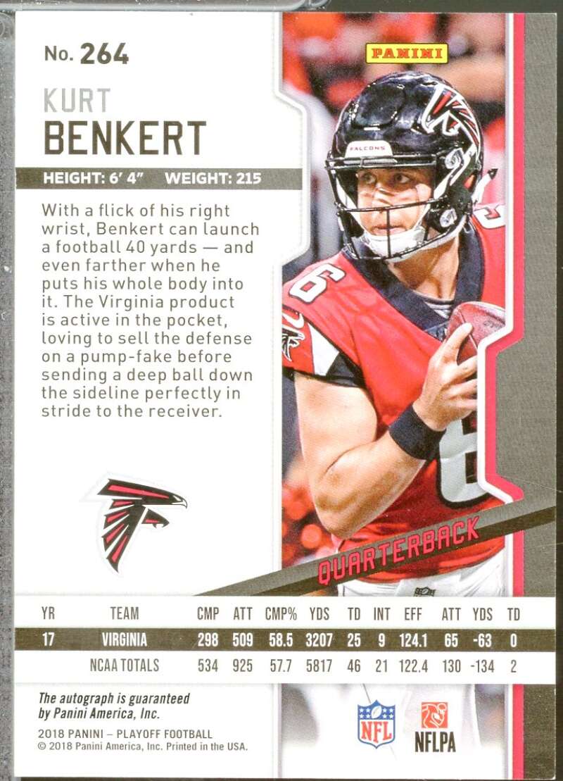 Kurt Benkert Card 2018 Playoff Rookie Autographs Red Zone #264  Image 2