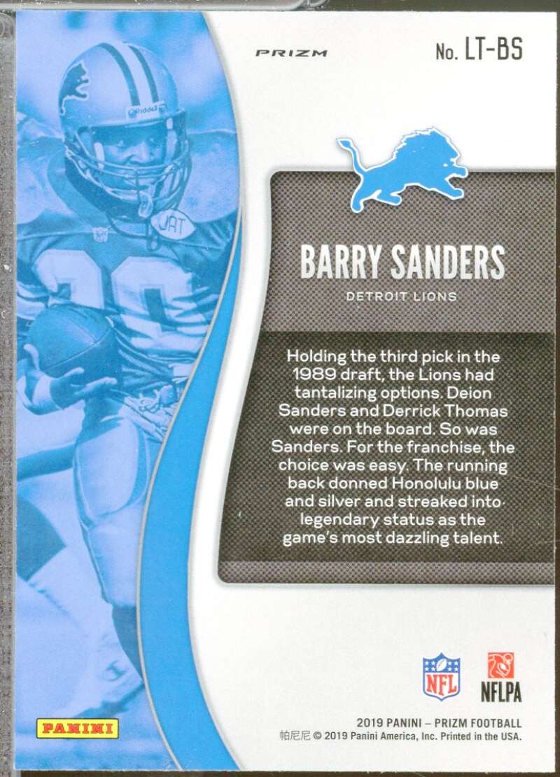 Barry Sanders Card 2019 Panini Prizm Legendary Talents Prizms Green #3  Image 2