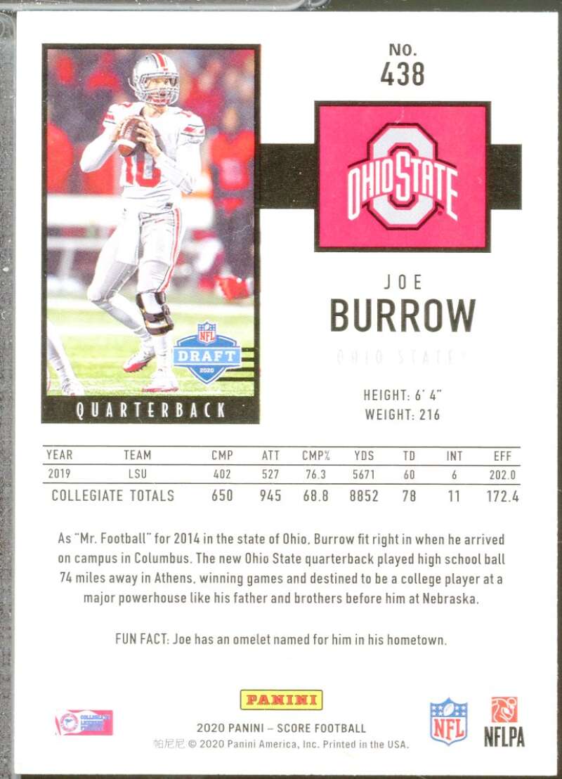 Joe Burrow Rookie Card 2020 Score #438  Image 2