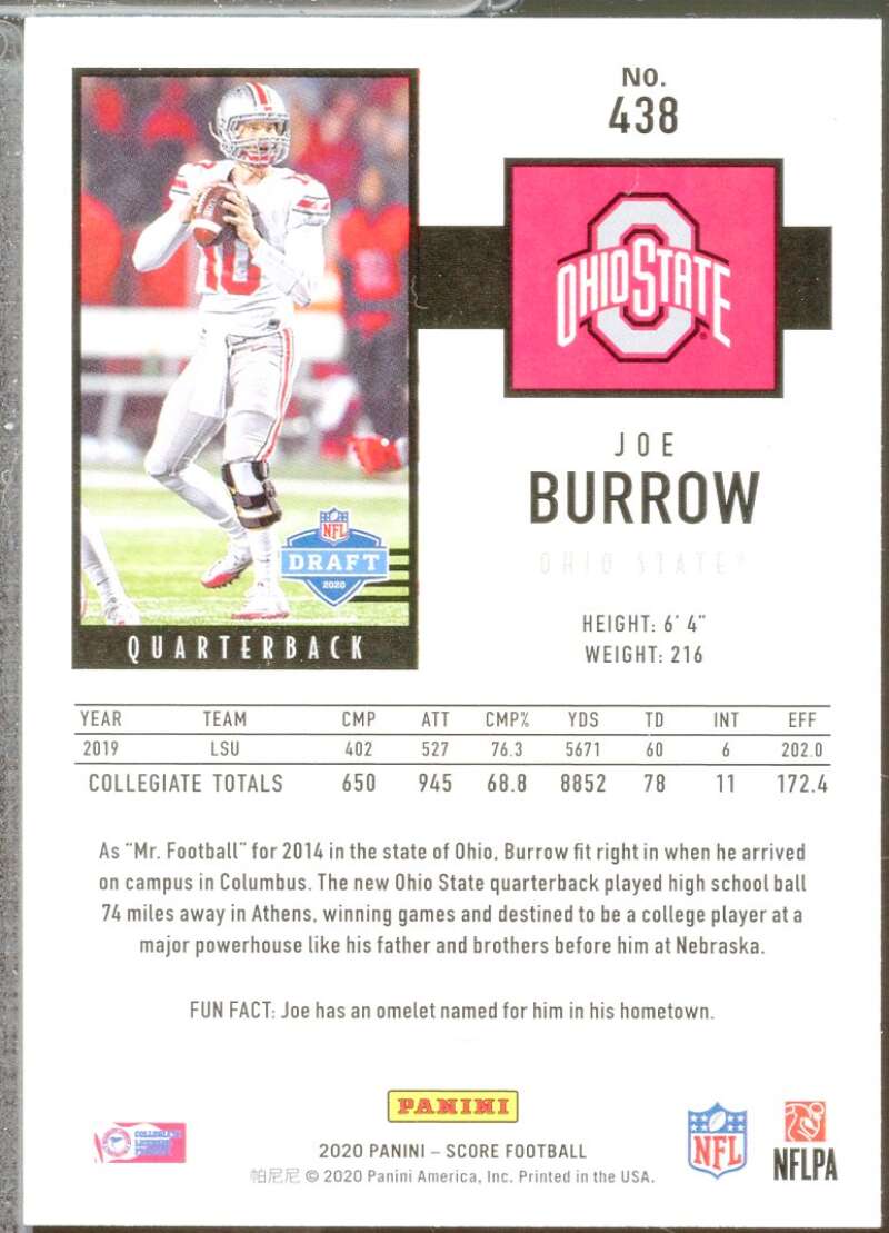 Joe Burrow Rookie Card 2020 Score #438  Image 2