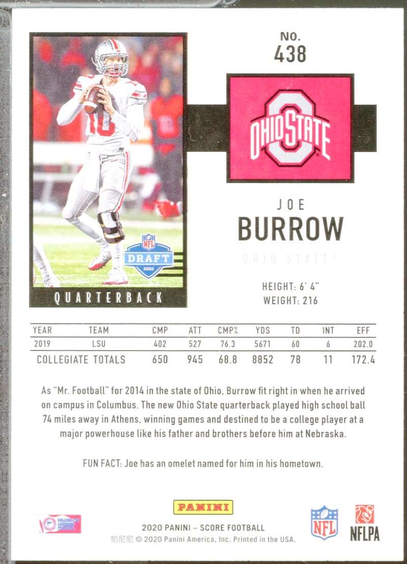 Joe Burrow Rookie Card 2020 Score #438  Image 2