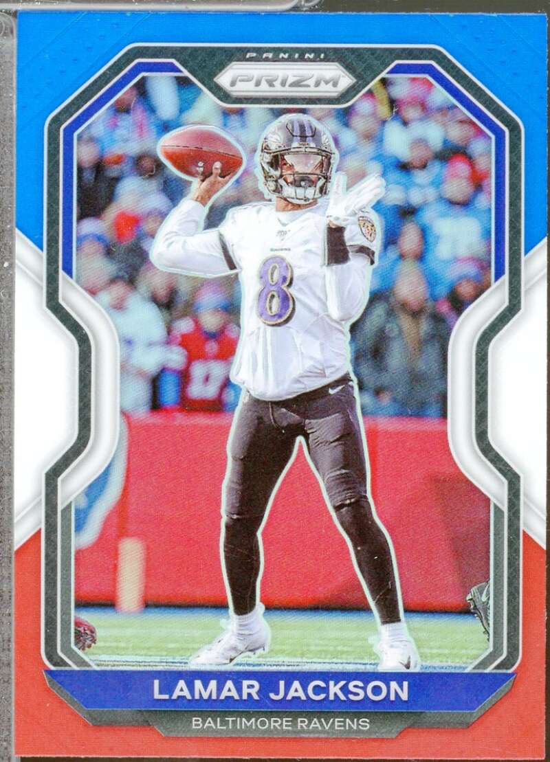 Lamar Jackson Card 2020 Panini Prizm Prizms Red White and Blue #37  Image 1