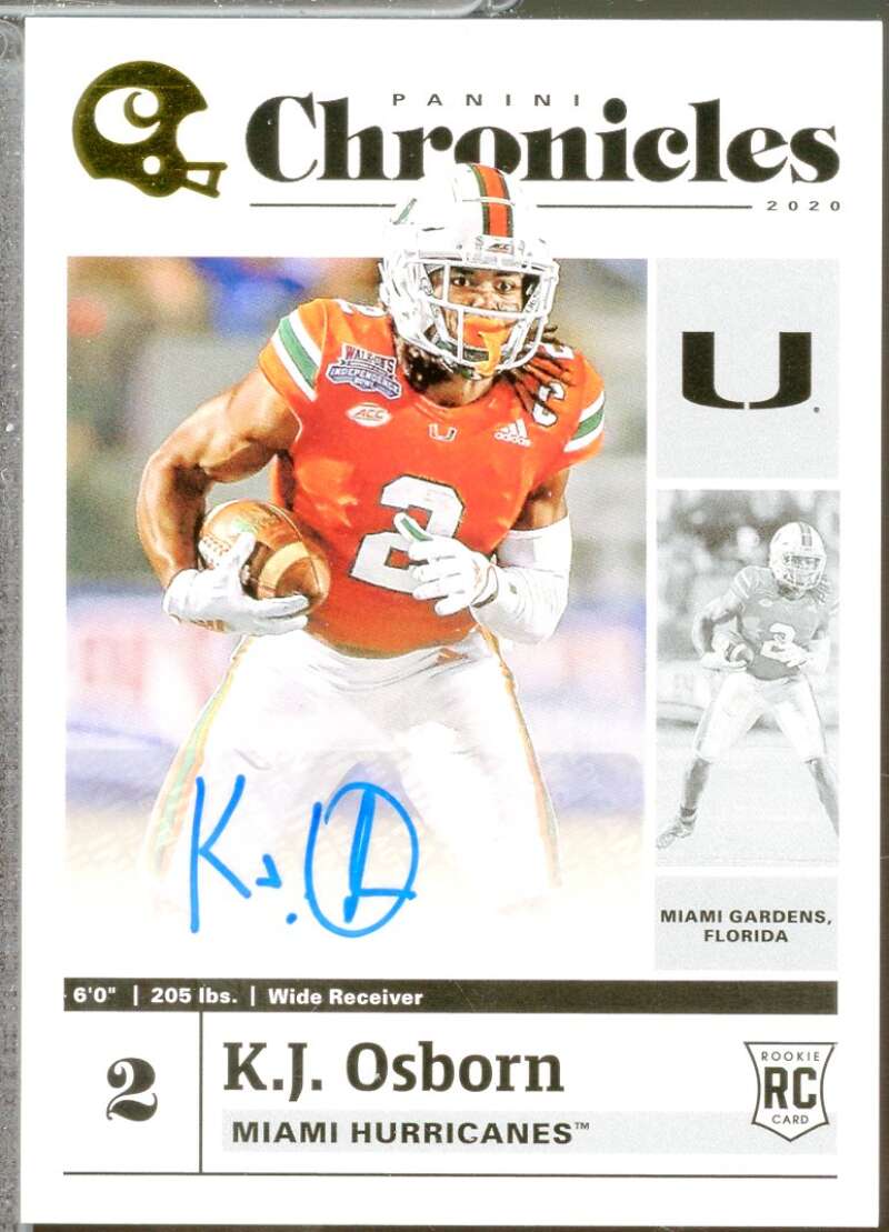 K.J. Osborn Rookie Card 2020 Panini Chronicles Draft Picks Signatures #12  Image 1
