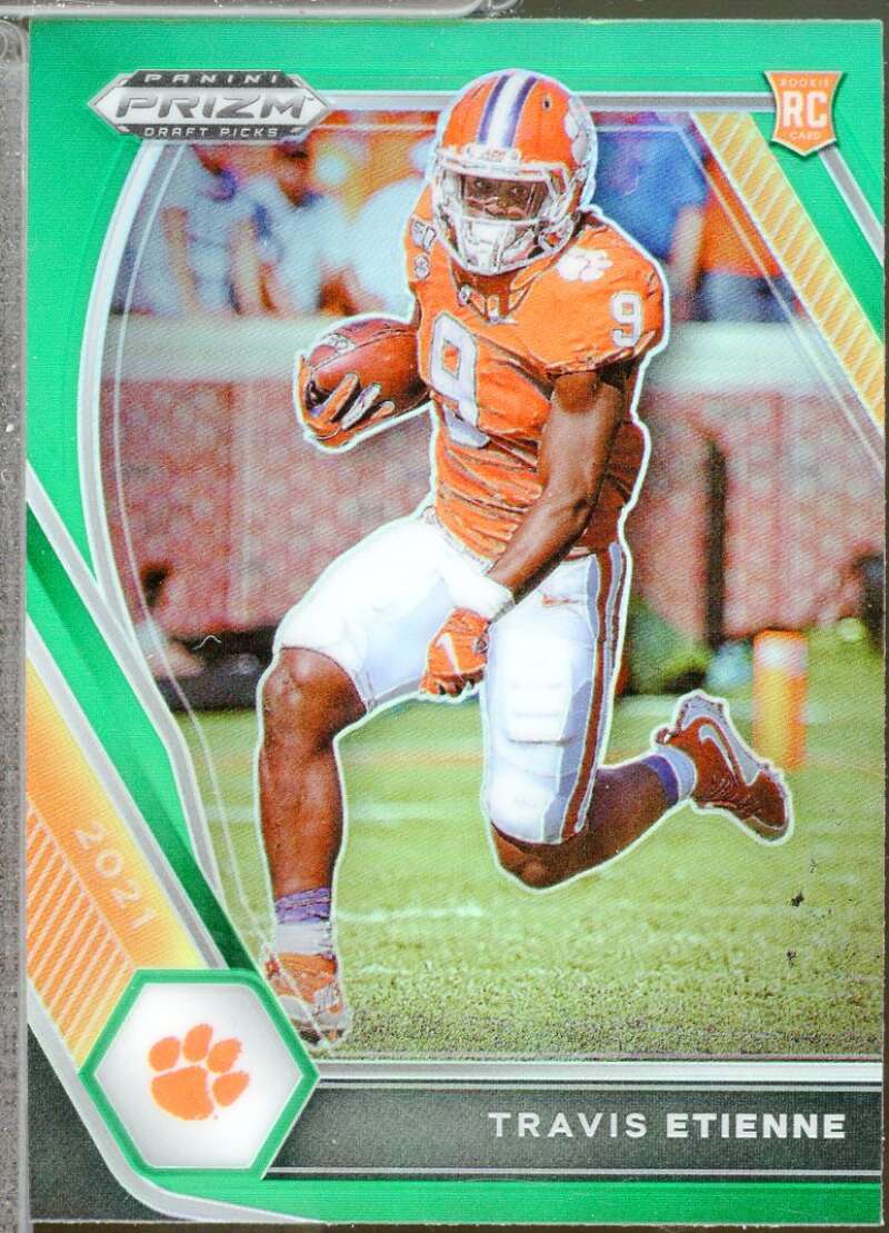 Travis Etienne Jr. Rookie Card 2021 Panini Prizm Draft Picks Prizms Green #107  Image 1
