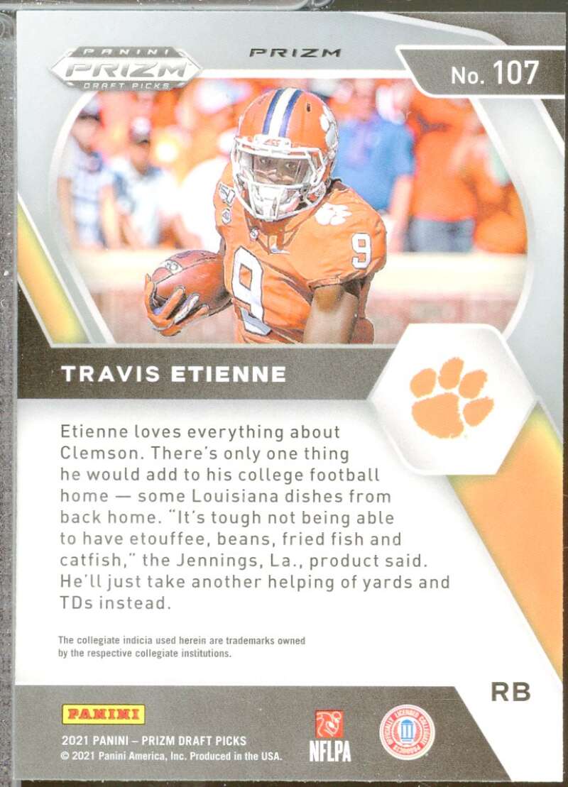 Travis Etienne Jr. Rookie Card 2021 Panini Prizm Draft Picks Prizms Green #107  Image 2
