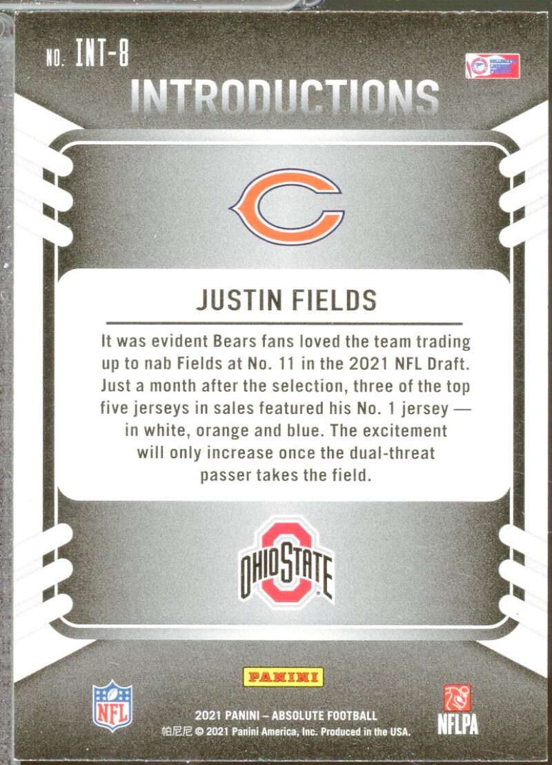 Justin Fields Rookie Card 2021 Absolute Introductions #8  Image 2